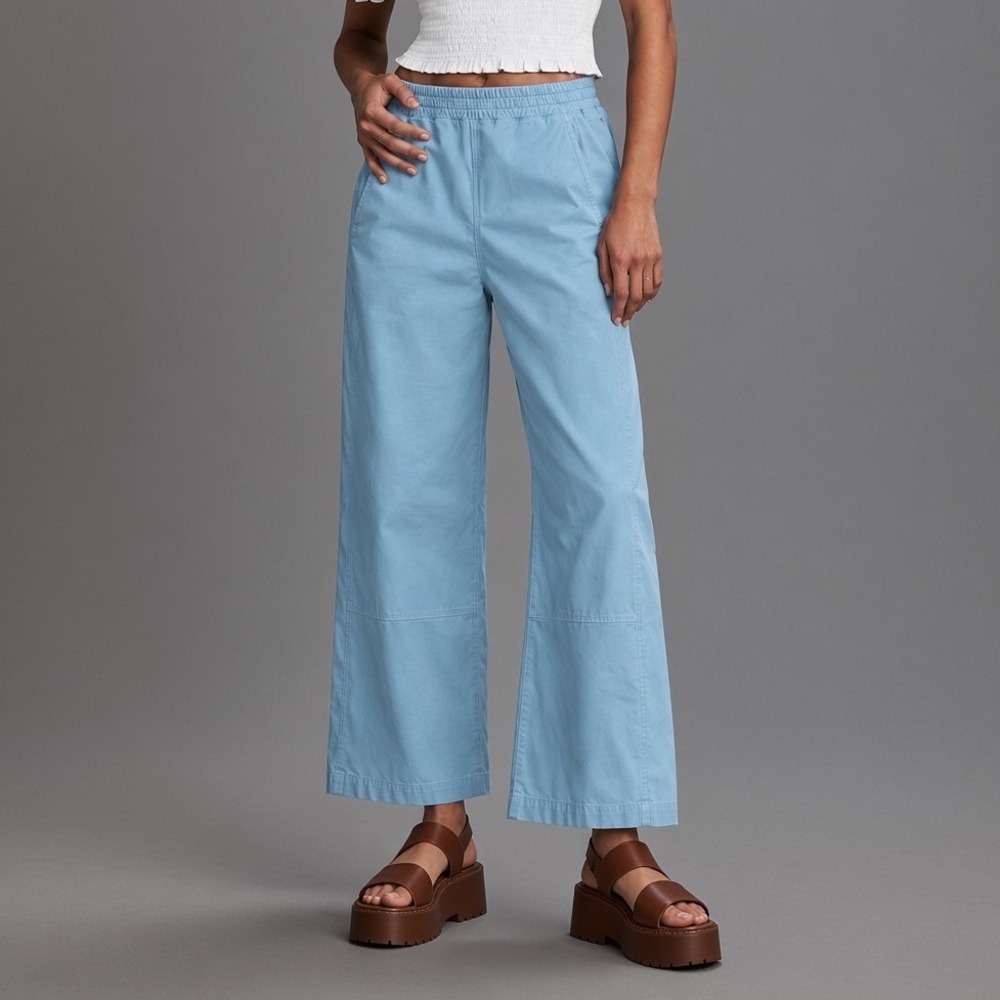 Pilcro Anthropologie Izzie Relaxed Pull-On Barrel Pants Light Blue Large Boho